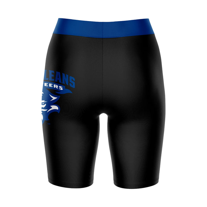 New Orleans Privateers UNO Vive La Fete Game Day Logo on Thigh and Waistband Black and Blue Women Bike Short 9 Inseam" - Vive La Fête - Online Apparel Store