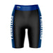New Orleans Privateers UNO Vive La Fete Game Day Logo on Waistband and Blue Stripes Black Women Bike Short 9 Inseam