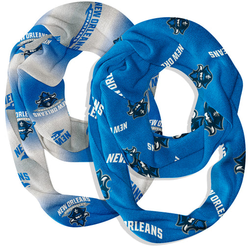 New Orleans Privateers Vive La Fete All Over Logo Collegiate Women Set of 2 Light Weight Ultra Soft Infinity Scarfs