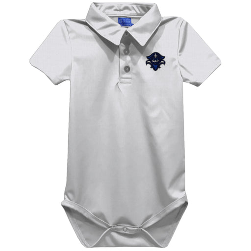 University of New Orleans Privateers UNO Embroidered White Solid Knit Polo Onesie