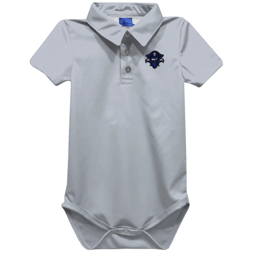 University of New Orleans Privateers UNO Embroidered Gray Solid Knit Polo Onesie