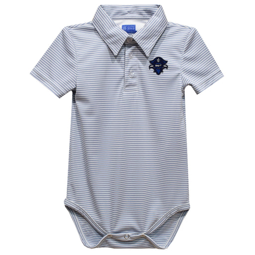 University of New Orleans Privateers UNO Embroidered Gray Stripe Knit Polo Onesie