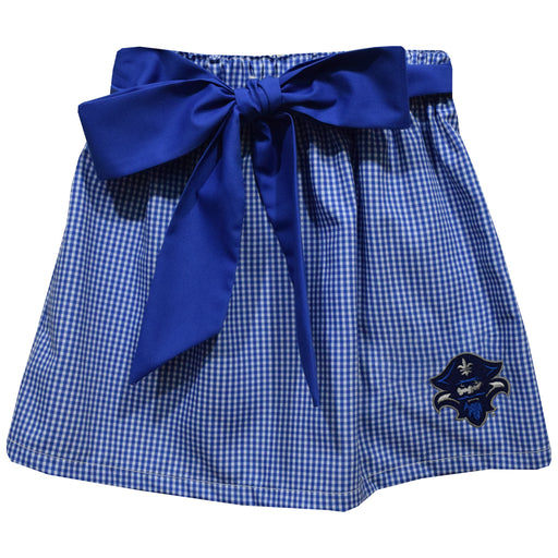University of New Orleans Privateers UNO Embroidered Royal Gingham Skirt with Sash