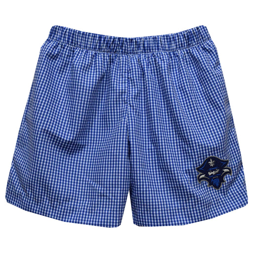 University of New Orleans Privateers UNO Embroidered Royal Gingham Pull On Short