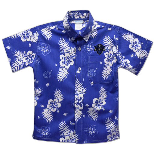 University of New Orleans Privateers UNO Navy Hawaiian Short Sleeve Button Down Shirt