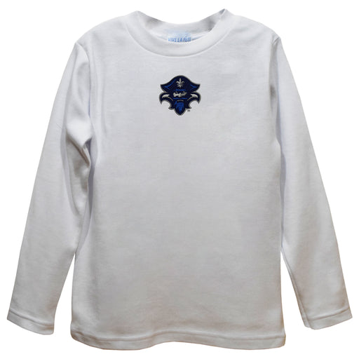 University of New Orleans Privateers UNO Embroidered White Long Sleeve Boys Tee Shirt
