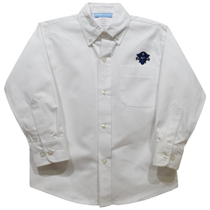 University of New Orleans Privateers UNO Embroidered White Long Sleeve Button Down Shirt