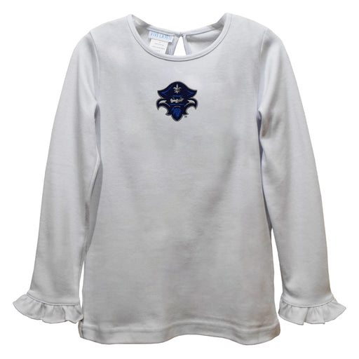 University of New Orleans Privateers UNO Embroidered White Knit Long Sleeve Girls Blouse
