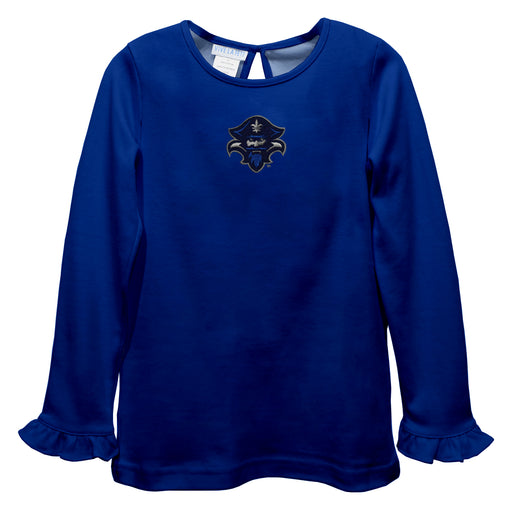 University of New Orleans Privateers UNO Embroidered Royal Knit Long Sleeve Girls Blouse