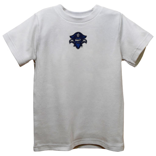 University of New Orleans Privateers UNO Embroidered White Short Sleeve Boys Tee Shirt