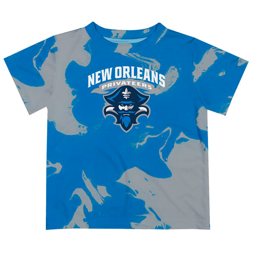 University of New Orleans Privateers UNO Vive La Fete Marble Boys Game Day Blue Short Sleeve Tee