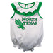 North Texas Mean Green White Sleeveless Ruffle Onesie Logo Bodysuit by Vive La Fete