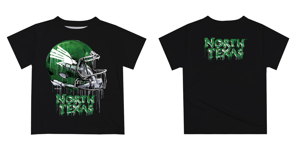 North Texas Mean Green Original Dripping Football Black T-Shirt by Vive La Fete - Vive La Fête - Online Apparel Store