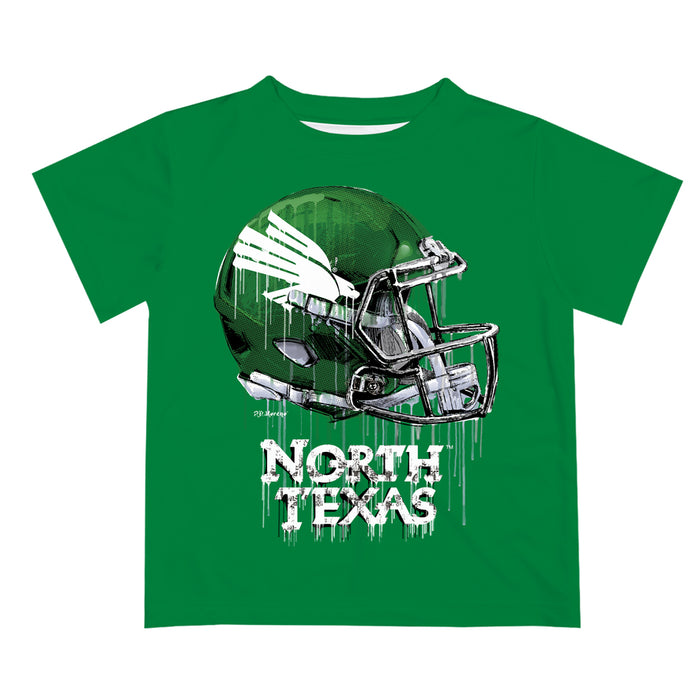 North Texas Mean Green Original Dripping Football Green T-Shirt by Vive La Fete