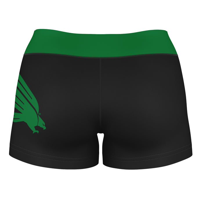 North Texas Mean Green Vive La Fete Logo on Thigh & Waistband Black & Green Women Yoga Booty Workout Shorts 3.75 Inseam" - Vive La Fête - Online Apparel Store