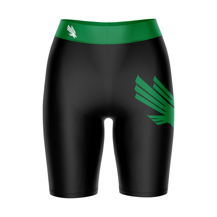 North Texas Mean Green Vive La Fete Game Day Logo on Thigh and Waistband Black and Green Women Bike Short 9 Inseam"