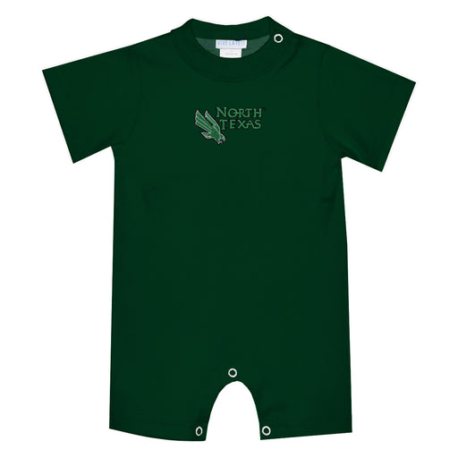 North Texas Mean Green Embroidered Hunter Green Knit Short Sleeve Boys Romper