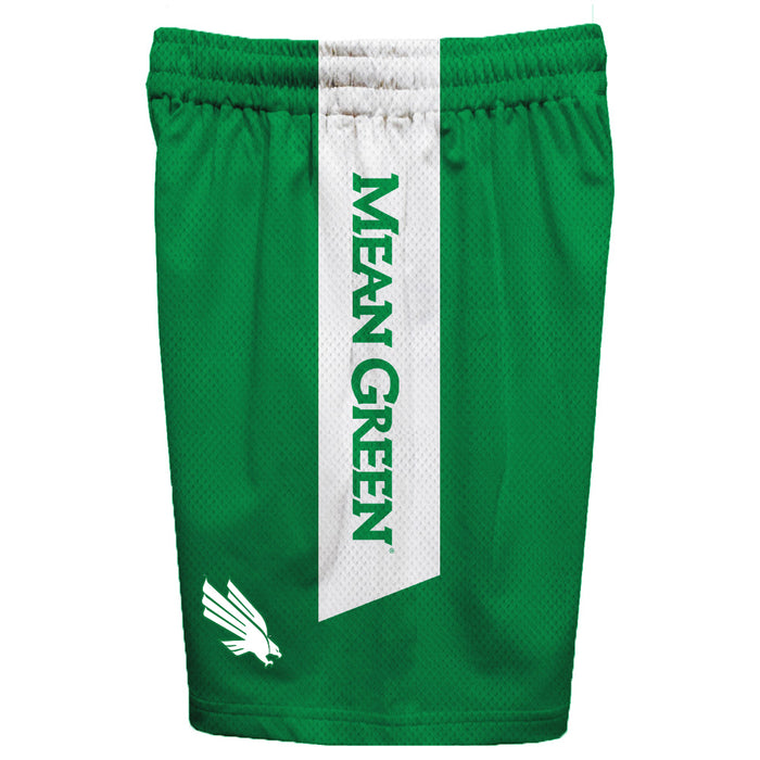 North Texas Mean Green Vive La Fete Game Day Green Stripes Boys Solid White Athletic Mesh Short - Vive La Fête - Online Apparel Store