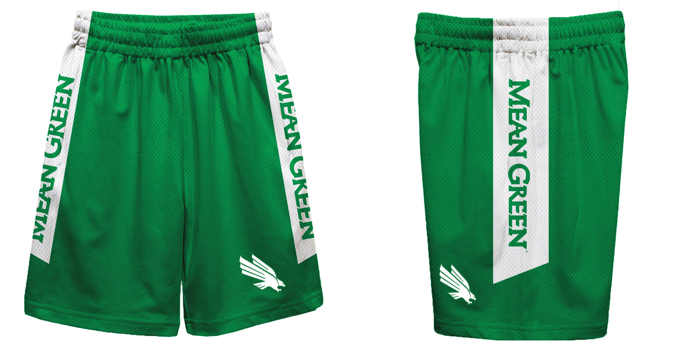 North Texas Mean Green Vive La Fete Game Day Green Stripes Boys Solid White Athletic Mesh Short - Vive La Fête - Online Apparel Store