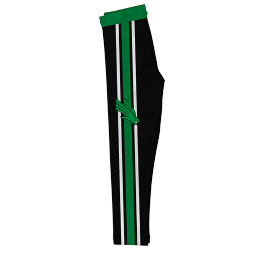 North Texas Mean Green Vive La Fete Girls Game Day Black with Green Stripes Leggings Tights