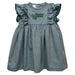 North Texas Mean Green Embroidered Hunter Green Gingham Ruffle Dress
