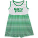 North Texas Mean Green Vive La Fete Girls Game Day Sleeveless Tank Dress Solid White Logo Stripes on Skirt