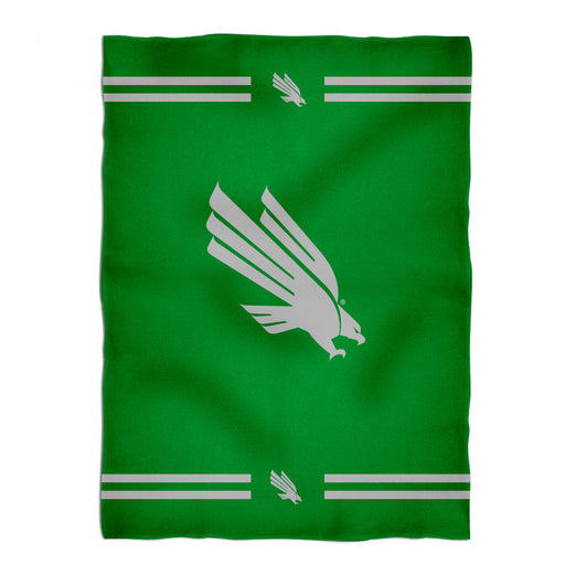 North Texas Mean Green Vive La Fete Game Day Warm Lightweight Fleece Green Throw Blanket 40 X 58 Logo and Stripes