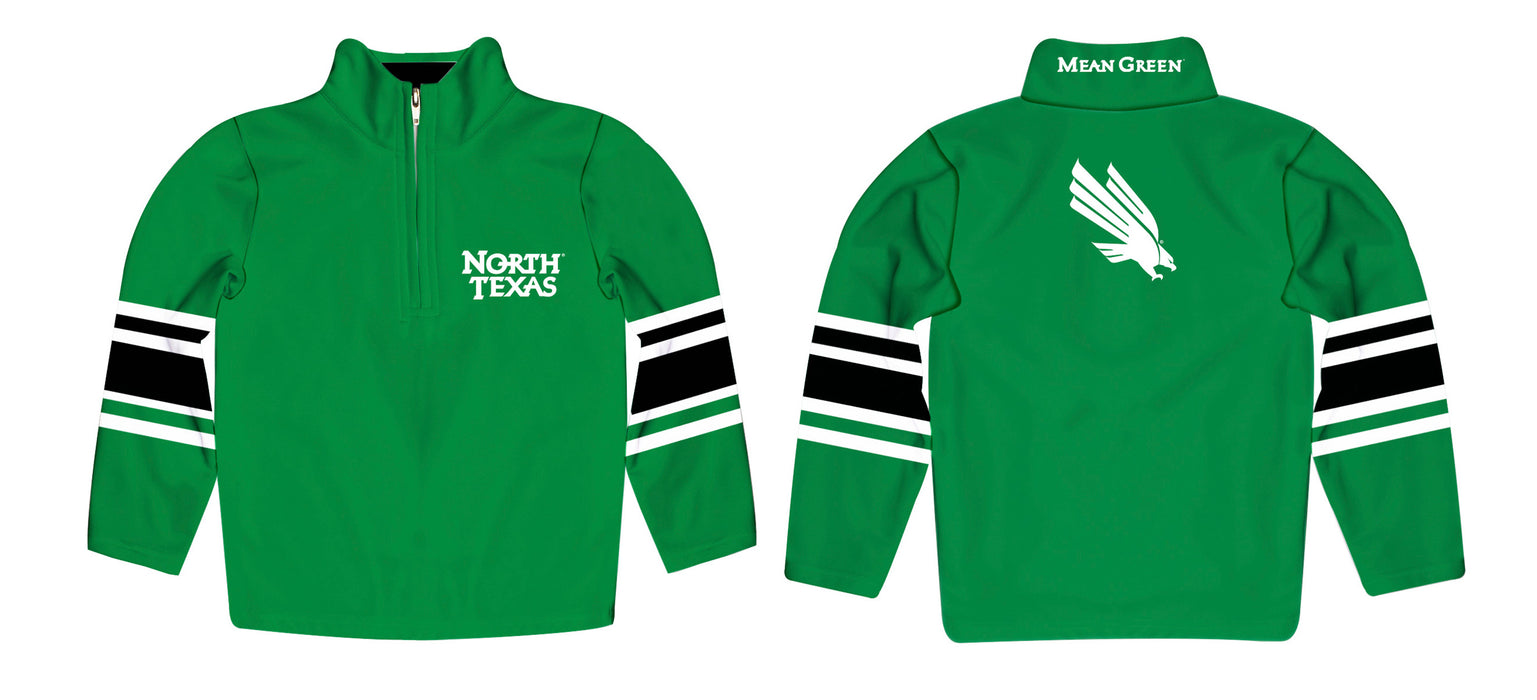 North Texas Mean Green Vive La Fete Game Day Black Quarter Zip Pullover Stripes on Sleeves - Vive La Fête - Online Apparel Store
