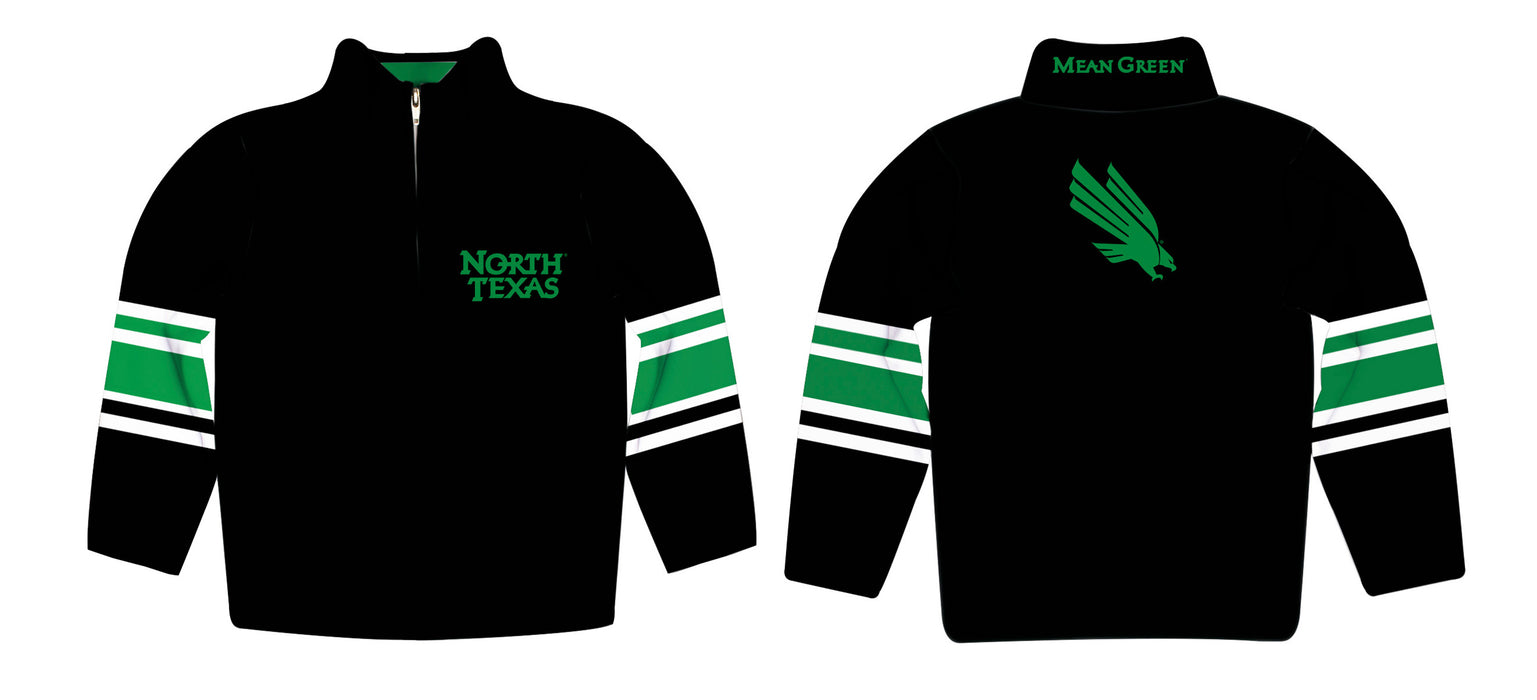 North Texas Mean Green Vive La Fete Game Day Black Quarter Zip Pullover Stripes on Sleeves - Vive La Fête - Online Apparel Store