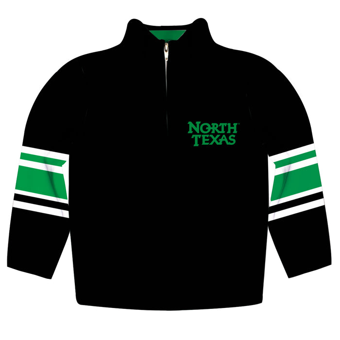 North Texas Mean Green Vive La Fete Game Day Black Fleece Quarter Zip Pullover Stripes on Sleeves