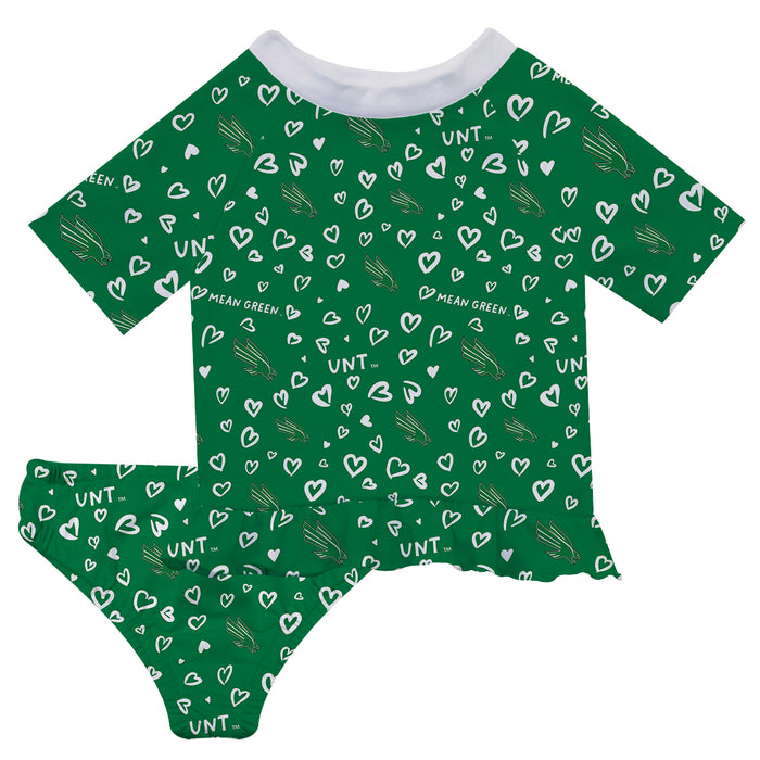 North Texas Mean Green Vive La Fete All Over Logo Green Long Sleeve Bikini Set