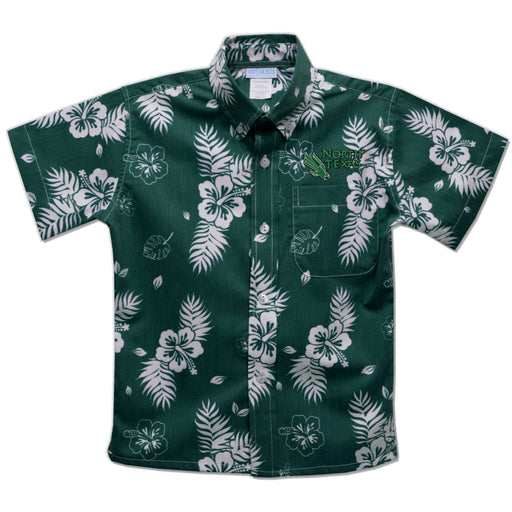North Texas Mean Green Hunter Green Hawaiian Short Sleeve Button Down Shirt