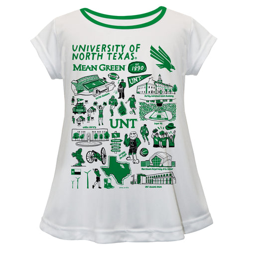 North Texas Mean Green Hand Sketched Vive La Fete Impressions Artwork White Short Sleeve Top