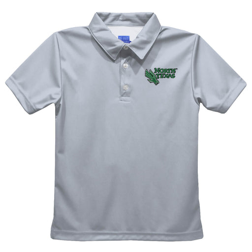 North Texas Mean Green Embroidered Gray Short Sleeve Polo Box Shirt