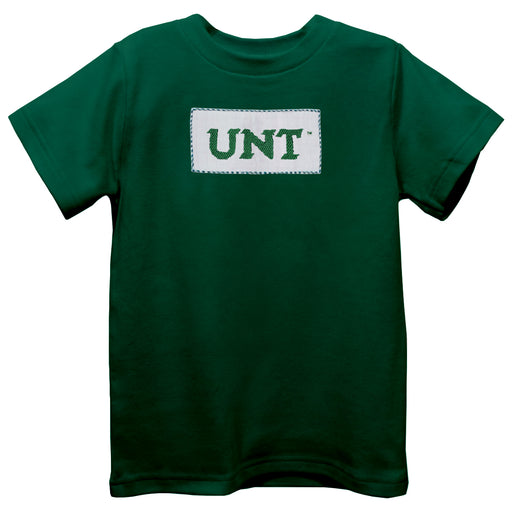 North Texas Mean Green Smocked Hunter Green Knit Short Sleeve Boys Tee Shirt