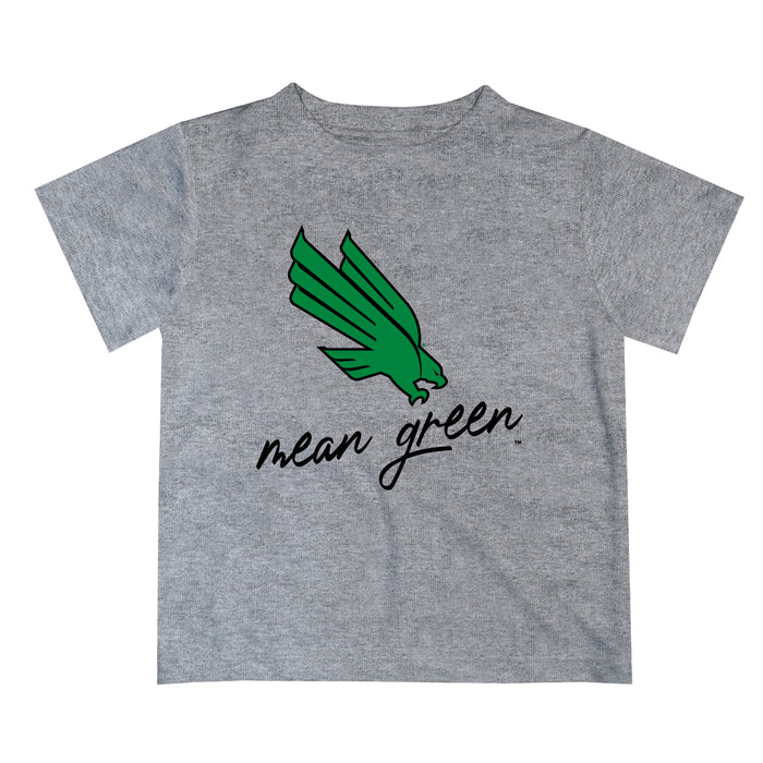 North Texas Mean Green Vive La Fete Script V1 Heather Gray Short Sleeve Tee Shirt