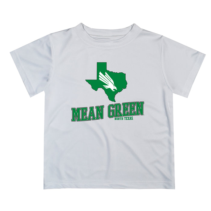 North Texas Mean Green Vive La Fete State Map White Short Sleeve Tee Shirt
