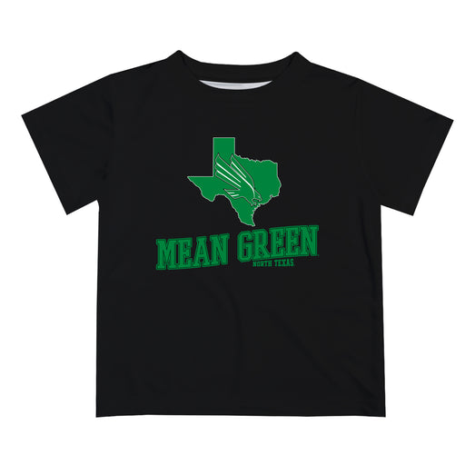 North Texas Mean Green Vive La Fete State Map Black Short Sleeve Tee Shirt