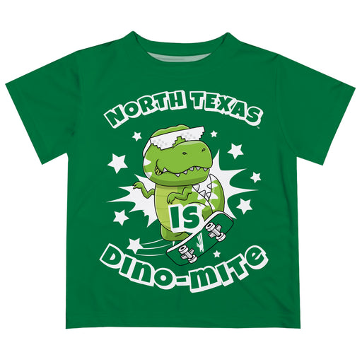 North Texas Mean Green Vive La Fete Dino-Mite Boys Game Day Green Short Sleeve Tee
