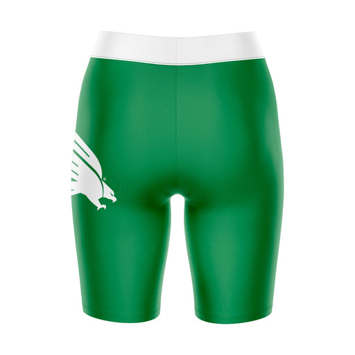 North Texas Mean Green Vive La Fete Game Day Logo on Thigh and Waistband Green and White Women Bike Short 9 Inseam - Vive La Fête - Online Apparel Store