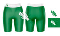 North Texas Mean Green Vive La Fete Game Day Logo on Thigh and Waistband Green and White Women Bike Short 9 Inseam - Vive La Fête - Online Apparel Store