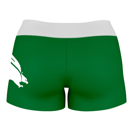 North Texas Mean Green Vive La Fete Logo on Thigh & Waistband Green White Women Yoga Booty Workout Shorts 3.75 Inseam - Vive La Fête - Online Apparel Store