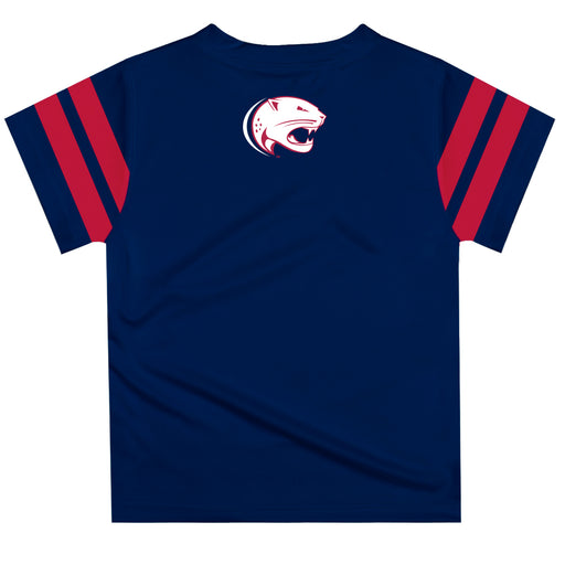 South Alabama Jaguars Vive La Fete Boys Game Day Blue Short Sleeve Tee with Stripes on Sleeves - Vive La Fête - Online Apparel Store