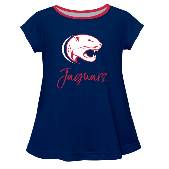 South Alabama Jaguars Vive La Fete Girls Game Day Short Sleeve Blue Top with School Mascot and Name - Vive La Fête - Online Apparel Store