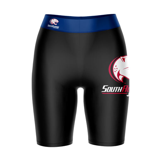 South Alabama Jaguars Vive La Fete Game Day Logo on Thigh and Waistband Black and Blue Women Bike Short 9 Inseam"