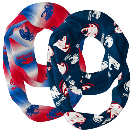 South Alabama Jaguars Vive La Fete All Over Logo Collegiate Women Set of 2 Light Weight Ultra Soft Infinity Scarfs