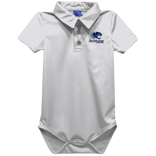 South Alabama Jaguars Embroidered White Solid Knit Polo Onesie