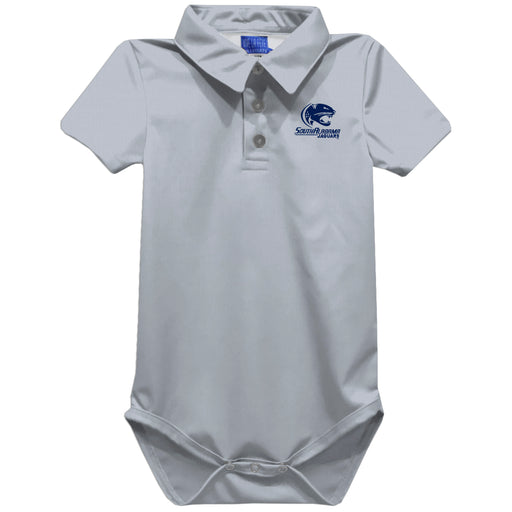 South Alabama Jaguars Embroidered Gray Solid Knit Polo Onesie