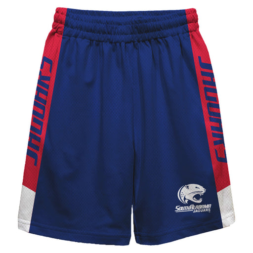 South Alabama Jaguars Vive La Fete Game Day Blue Stripes Boys Solid Red Athletic Mesh Short