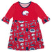 South Alabama Jaguars 3/4 Sleeve Solid Red Repeat Print Hand Sketched Vive La Fete Impressions Artwork on Skirt